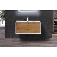 Badmöbel Unterschrank inkl. Waschtisch dicro 90 (eiche-weiß) - eiche-weiß von GLASDEALS