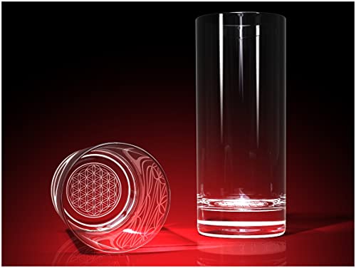 GLASFOTO.COM, Blume des Lebens - Trinkglas 0,25 l Ø 66 x 155 mm Kristallglas 3D Innengravur in Premiumqualität von GLASFOTO.COM 3 DIMENSIONEN IM GLAS