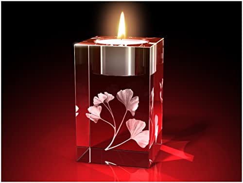 GLASFOTO.COM, Ginkgo – Teelichthalter 50 x 80 x 50 mm Kristallglas 3D Innengravur in Premiumqualität GLASFOTO.COM, Ginkgo – Teelichthalter 50 x 80 x 50 mm Kristallglas 3D Innengravur in Premiumqualität von GLASFOTO.COM 3 DIMENSIONEN IM GLAS
