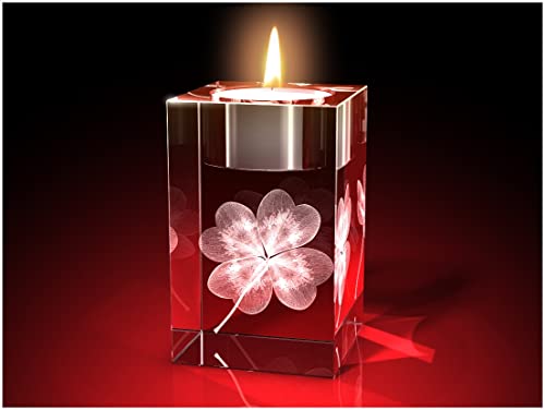 GLASFOTO.COM, Kleeblatt – Teelichthalter 50 x 80 x 50 mm Kristallglas 3D Innengravur in Premiumqualität GLASFOTO.COM, Kleeblatt – Teelichthalter 50 x 80 x 50 mm Kristallglas 3D Innengravur in Premiumqualität von GLASFOTO.COM 3 DIMENSIONEN IM GLAS