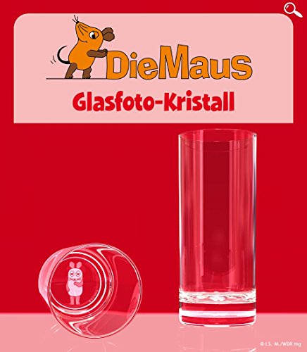 GLASFOTO.COM Original Die Sendung mit der Maus Trinkglas - Kristallglas mit 3D Innengravur – 0,25 l 66 x 155 mm von GLASFOTO.COM 3 DIMENSIONEN IM GLAS