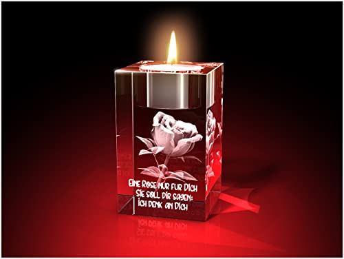 GLASFOTO.COM Rose + Ich denk an dich in 3D als Teelichthalter – Kristallglas mit Innengravur als Geschenk 50 x 80 x 50 in Premiumqualität GLASFOTO.COM Rose + Ich denk an dich in 3D als Teelichthalter – Kristallglas mit Innengravur als Geschenk 50 x 80 x 50 in Premiumqualität von GLASFOTO.COM 3 DIMENSIONEN IM GLAS