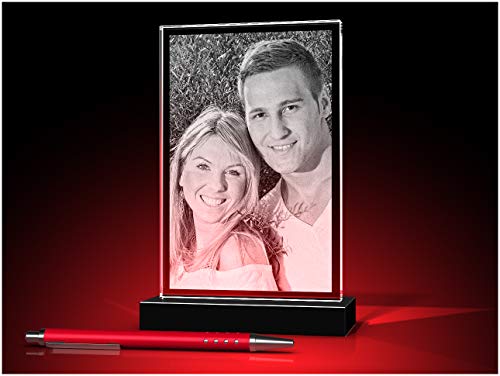 GLASFOTO.COM personalisiertes Glasfoto mit Ihrem eigenen Bild – Kristallglas mit Innengravur im Hochformat als anpassbares Geschenk für jeden Anlass 100 x 150 x 10 mm von GLASFOTO.COM 3 DIMENSIONEN IM GLAS
