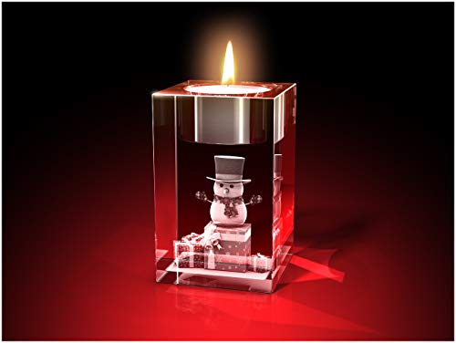 GLASFOTO.COM, Weihnachten Teelichthalter, 50 x 80 x 50 mm, Kristallglas 3D Innengravur in Premiumqualität (50 x 80 x 50 mm Geschenke Teelicht) von GLASFOTO.COM 3 DIMENSIONEN IM GLAS