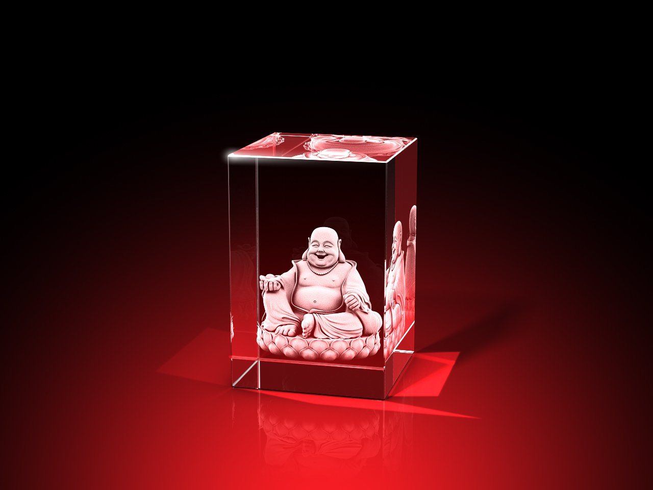 GLASFOTO.COM Buddhafigur lachender Buddha - Quader von GLASFOTO.COM