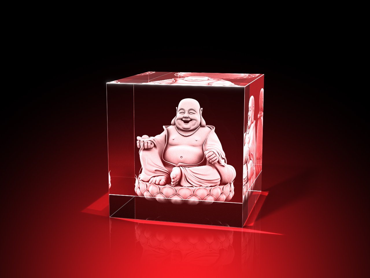 GLASFOTO.COM Buddhafigur lachender Buddha - Würfel von GLASFOTO.COM