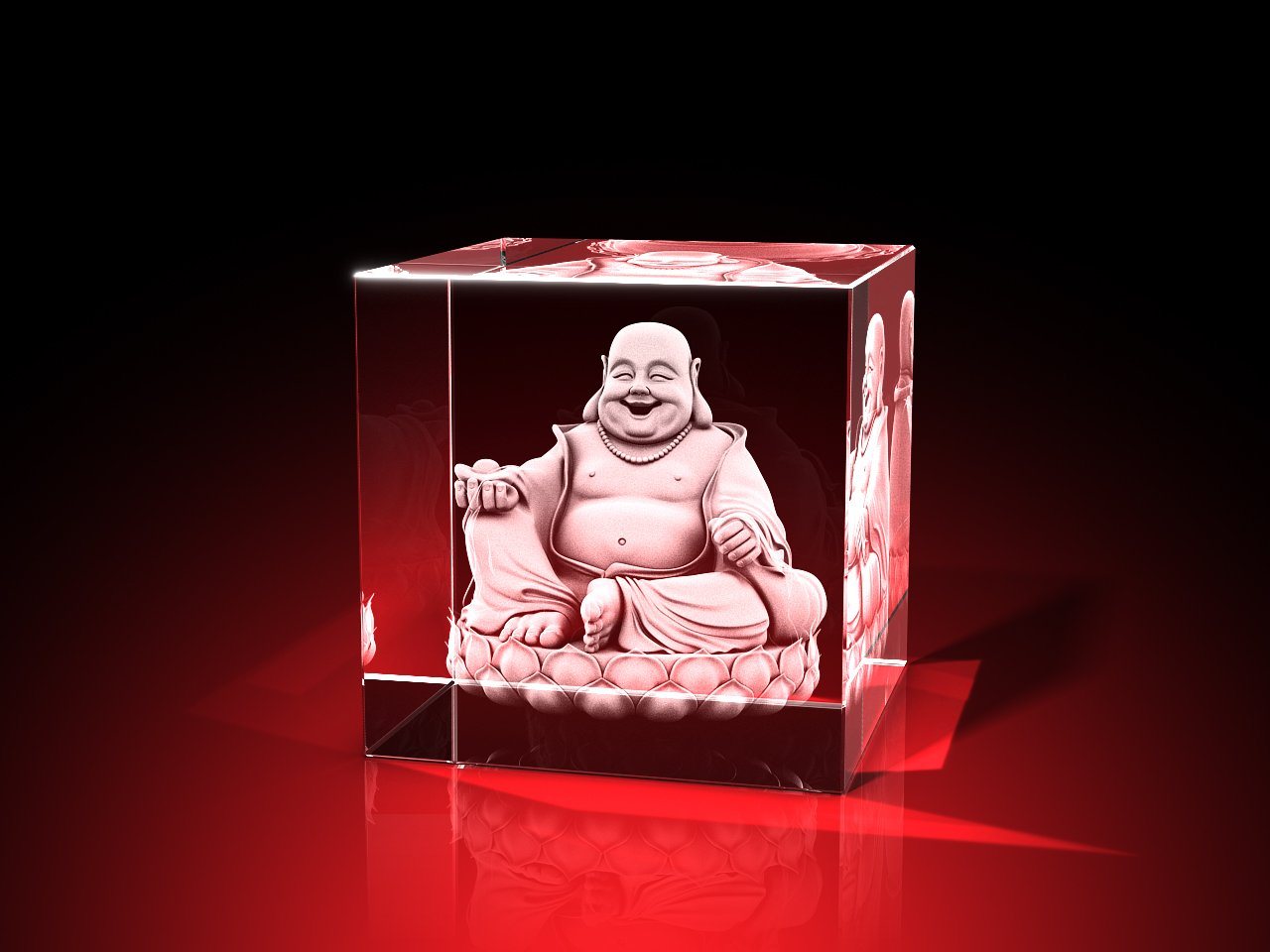 GLASFOTO.COM Buddhafigur lachender Buddha - Würfel von GLASFOTO.COM