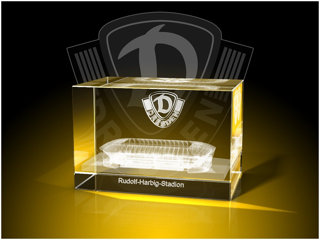 GLASFOTO.COM Dekofigur Dynamo Dresden - Fanartikel – Kristallglas mit Innengravur (1 Stück), Geburtstagsgeschenk von GLASFOTO.COM