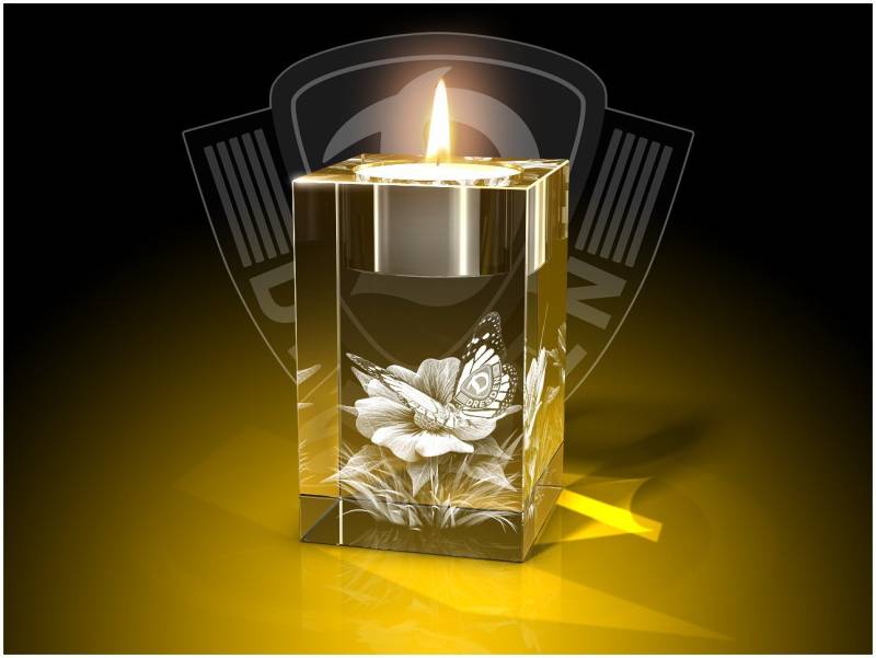 GLASFOTO.COM Dekofigur Dynamo Dresden - Teelichthalter – Fanartikel – 3D Innengravur (1 Stück), Dekofigur Geburtstagsgeschenk von GLASFOTO.COM
