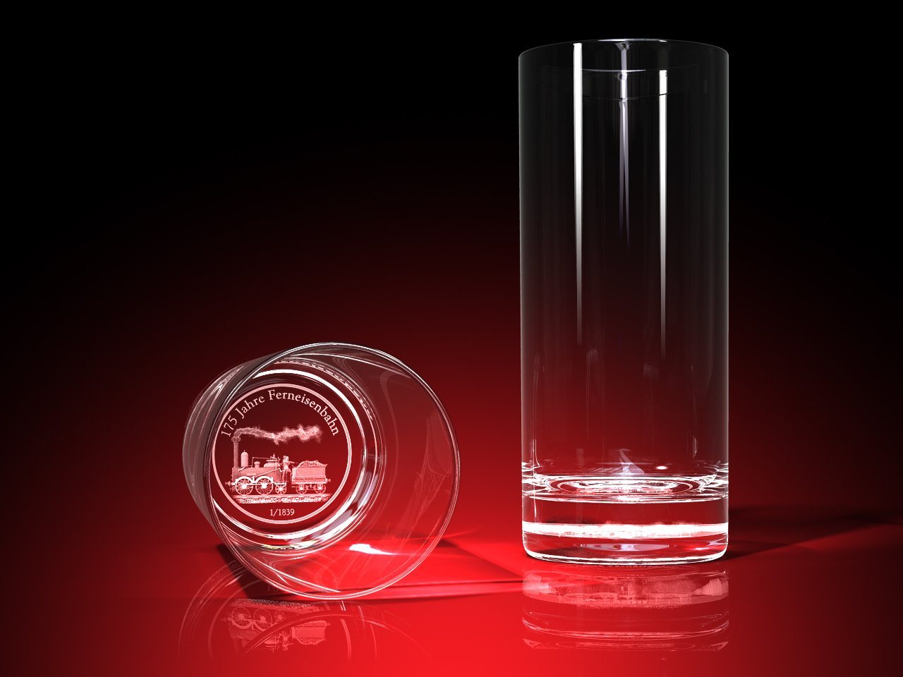 GLASFOTO.COM Glas 175 Jahre Ferneisenbahn - Trinkglas 0,4l von GLASFOTO.COM