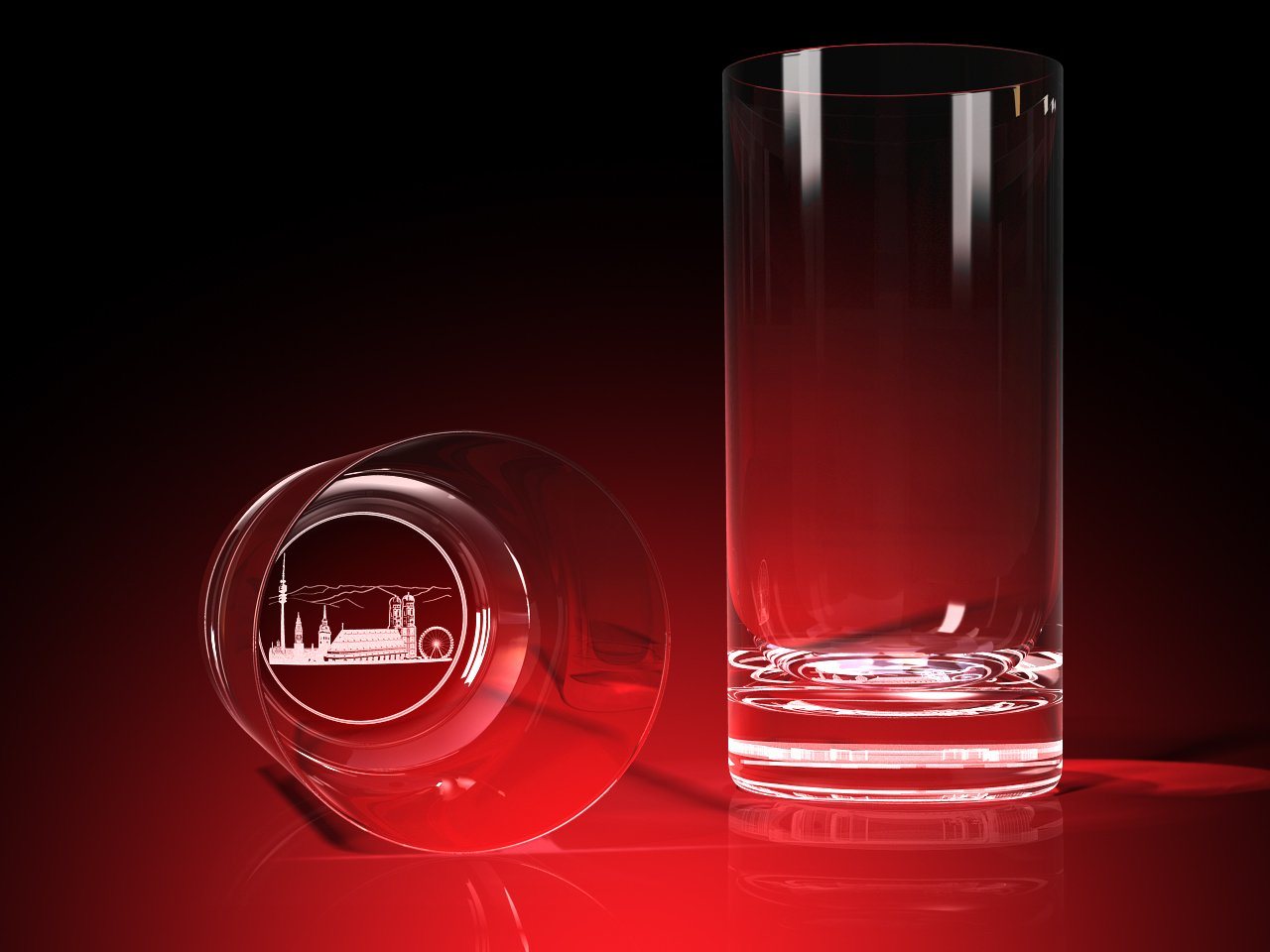 GLASFOTO.COM Glas München Silhouette - Trinkglas (Bierglas) 0,4 l, 0,4 l - Ø 76 x 160 mm von GLASFOTO.COM