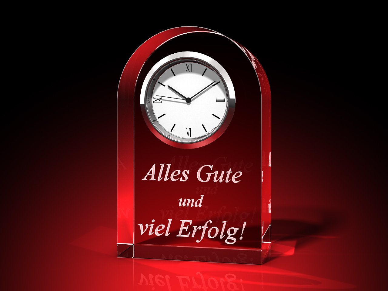 GLASFOTO.COM Tischuhr „Alles Gute und viel Erfolg“ - Uhr von GLASFOTO.COM