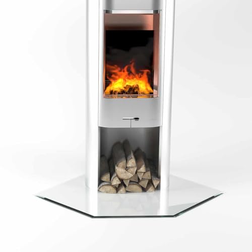 Glasplatte24 Funkenschutzplatte Fünfeck für Kaminofen, Glasplatte mit 18mm Facette, Glasbodenplatte Hitzeschutz mit ESG Sicherheitsglas, 110 x 110 cm, Stärke 6mm von GLASPLATTE24