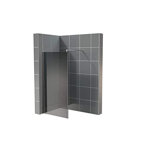 Glasplatte24 Walk in Dusche in Grau 140 x 200 cm, 10mm ESG Duschwand, Nano Glas Duschabtrennung von GLASPLATTE24