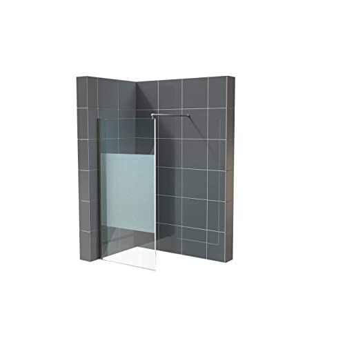 Glasplatte24 Walk in Dusche in Satinierter Mittelstreifen 70 x 200 cm, 10mm ESG Duschwand, Nano Glas Duschabtrennung von GLASPLATTE24