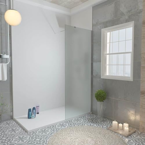 Glasplatte24 Walk in Dusche in Vollsatiniert 140 x 195 cm, 8mm ESG Duschwand, Nano Glas Duschabtrennung von GLASPLATTE24