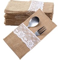 40 Stück Jute Bestecktaschen Besteckbeutel Besteckhalter Sackleinen mit Spitze Vintage Hochzeitsdeko Tischdeko für Hochzeit Party 40 Stück Jute Bestecktaschen Besteckbeutel Besteckhalter Sackleinen mit Spitze Vintage Hochzeitsdeko Tischdeko für Hochzeit Party von GLASSBANG
