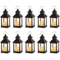 Klein Laterne Halloween Deko: 10 Stück Flackernde LED Teelicht Kerzen Mini Laternen Set Schwarz Hängend Draußen Innen mit Marokkanische Garten Klein Laterne Halloween Deko: 10 Stück Flackernde LED Teelicht Kerzen Mini Laternen Set Schwarz Hängend Draußen Innen mit Marokkanische Garten von GLASSBANG