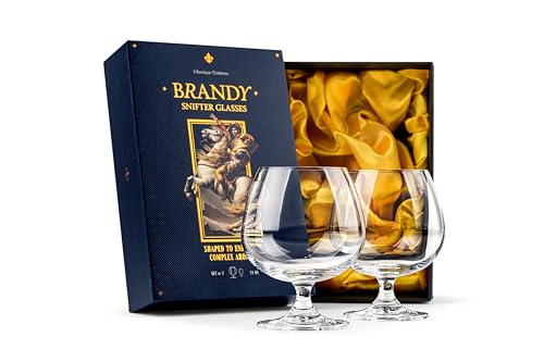 GLASSIQUE CADEAU Große 620 ml Brandy, Cognac und Armagnac Gläser | 2er Set | Kristall Spülmaschinenfest Cognacschwenker mit Kurzem Stiel | Cognacgläser Geschenkset von GLASSIQUE CADEAU