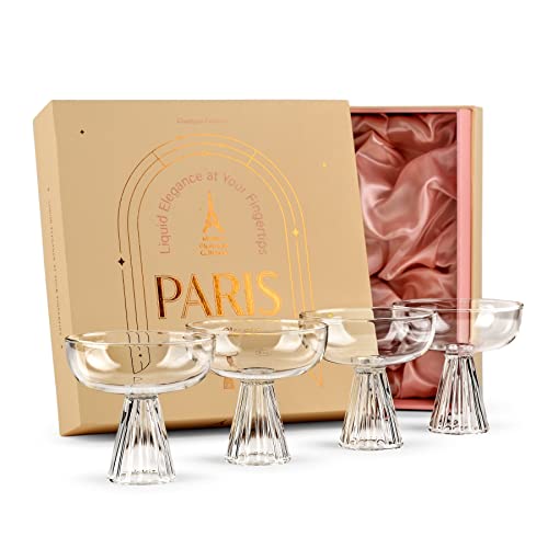 GLASSIQUE CADEAU Moderne Paris Martini Coupe Cocktail Gläser | 4er Set | 230 ml Cocktailgläser für Champagner, Daiquiri, Espresso Martini, Cosmopolitan | Champagnerschalen Borosilikatglas von GLASSIQUE CADEAU