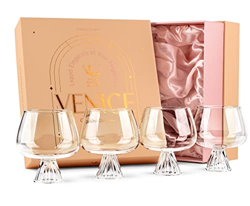 GLASSIQUE CADEAU Moderne Venice Ballon Gin Tonic + Aperol Spritz Cocktailgläser | 4er Set | 500 ml Bubble Cocktail Gingläser aus Borosilikat | Große Kelch Gläser von GLASSIQUE CADEAU