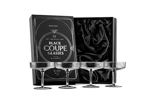 GLASSIQUE CADEAU Vintage Art Deco Smoke Black Coupe Gläser von GLASSIQUE CADEAU