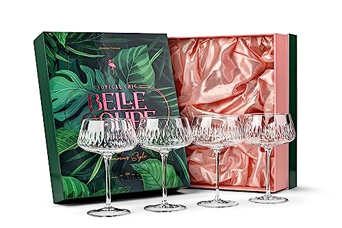 GLASSIQUE CADEAU Vintage Belle Martini Coupe Cocktail Gläser | 4er Set | 340 ml Cocktailgläser für Daiquiri, Espresso Martini, Champagner | Kristall Champagnerschalen von GLASSIQUE CADEAU