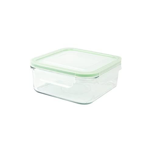 GLASSLOCK 900ml luftdichte quadratische Frischhaltedose aus gehärtetem Glas mit Clip-Deckel, geeignet für Mikrowelle Spülmaschine Tiefkühler BPA frei Lebensmittelbehälter Vorratsdose Meal Prep von GLASSLOCK