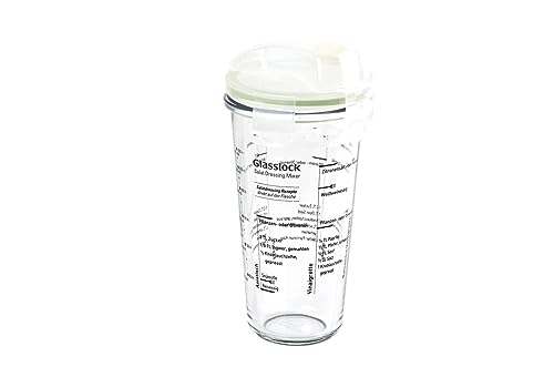 Glasslock, Shaker mit transparentem Deckel und Sieb, 450ml (mit Salatdressing Rezepten) von GLASSLOCK