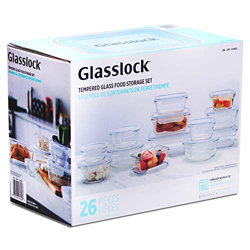 Glasslock Ofen- und mikrowellengeeignet, gehärtetes Glas, 26-teiliges Set von GLASSLOCK