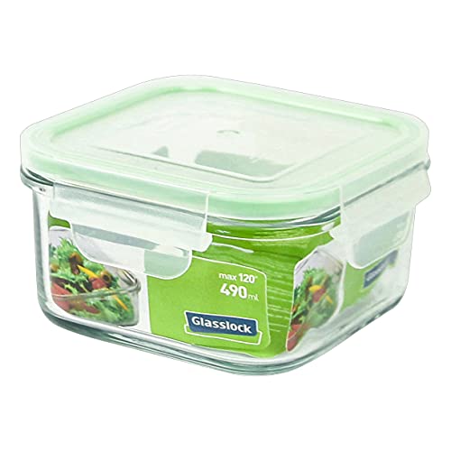 Glasslock Vorratsbehälter - mikrowellengeeignet 490ml (MCSB-049 grün) von GLASSLOCK