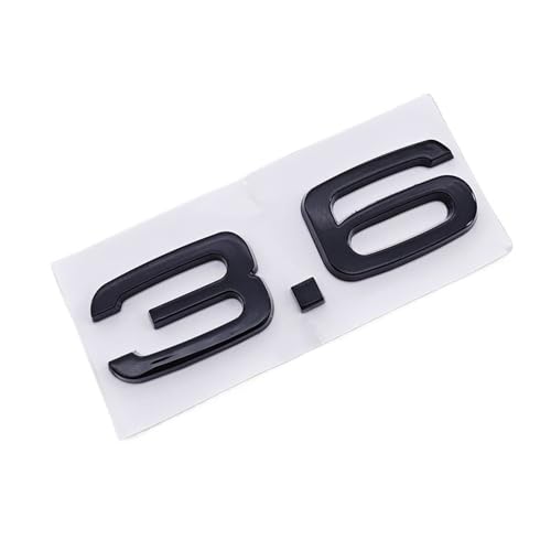 GLBPVPMTMB 2 Stück 3D ABS Auto Logo 1.9 2.0 2.8 3.0 4.2 TDI 3.6 Sticker Trunk Emblem Rear Badge für Audi A3 A4 A5 A6 A7 A8 Q3 Q5 Q7 Q8 Zubehör Autoaufkleber (3,6 Schwarz) von GLBPVPMTMB