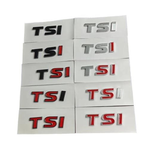 GLBPVPMTMB 2PCS 3D ABS Black Logo TSI Emblem Car Trunk Badge Decal Autoaufkleber(TS Red I Silver) von GLBPVPMTMB