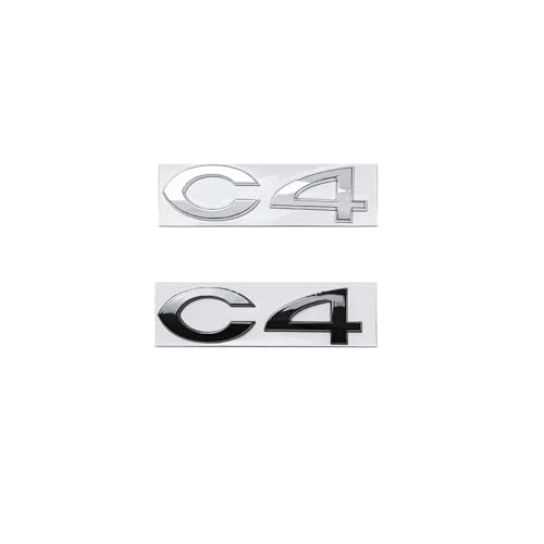 GLBPVPMTMB 2pcs C2 C4 C5 letter logo car stickers Suitable for Citroen C2 C4 C5 rear trunk 3D three-dimensional personality modification label Autoaufkleber(C4,Chrome silver) von GLBPVPMTMB