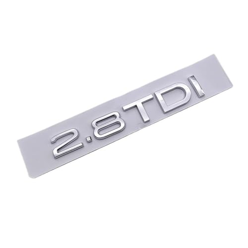 GLBPVPMTMB 3D ABS Car Logo 1.9 2.0 3.0 TDI Emblem 2.8 4.2 3.6 Sticker Fender Trunk Badge For Audi A3 A4 A5 A6 A7 A8 Q3 Q5 Q7 Q8 Accessories Autoaufkleber(2.8 TDI Chrome) von GLBPVPMTMB