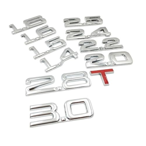 GLBPVPMTMB 3D Metal Car Displacement Sticker 1.3 1.4 1.5 1.8 2.0 2.2 2.5 2.8 3.0 T Volume Logo Car Rear Trunk Emblem Badge Vehicle Stickers Autoaufkleber(1.5T) von GLBPVPMTMB
