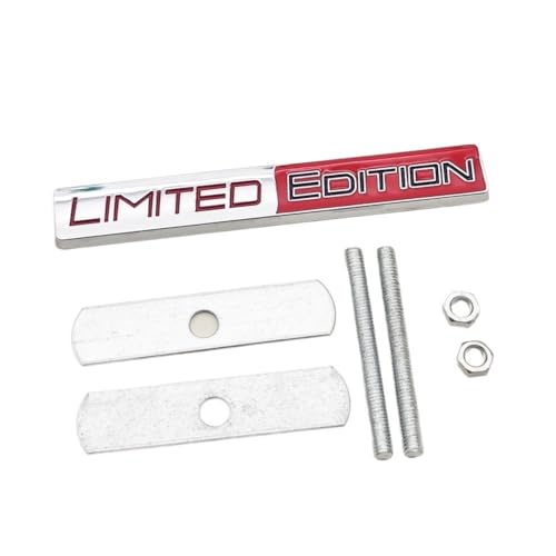 GLBPVPMTMB 3D Metal Logo Limited Edition Emblem Car Front Grill Bdage Rear Trunk Fender Sticker Auto Racing Motorrad Decal Zubehör Aufkleber für Auto (Grill Chrom Rot) von GLBPVPMTMB