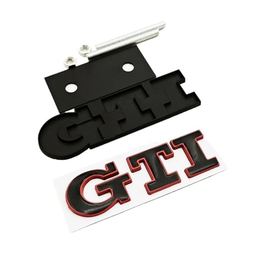 GLBPVPMTMB 3D Metall Auto Kühlergrill Logo GTI Badge Emblem für Volkswagen Polo Golf 4 5 6 7 8 MK4 MK5 MK6 MK7 MK8 GTI Sticker Zubehör Autoaufkleber (Kühlergrill Schwarz Rot) von GLBPVPMTMB