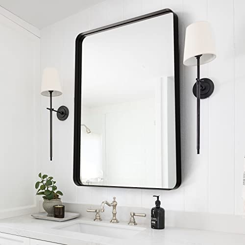 GLCS GLAUCUS Spiegel Rechteckig mit Rahmen 70x50 cm, Schwarz Wandspiegel Groß Metallrahmen Spiegel für Badezimmer Wohnzimmer Schlafzimmer von GLCS GLAUCUS