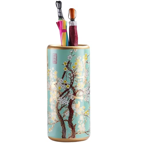 GLDWEY Keramik-Schirmständer H44 cm B19,5 cm Regenschirmständer Rutschfester Boden Geeignet für Hauseingänge Restaurants Hotel-Lobbys Clubhäuse von GLDWEY