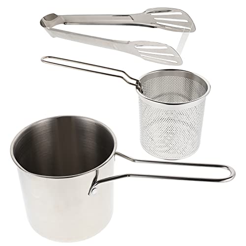 GLEAVI Frittierkorb mit Griff Frittiertopf Antihaft Fritteuse für Haushalt Tragbare Bratpfanne Ergonomischer Frittierkorb für Einfache Zubereitung von GLEAVI