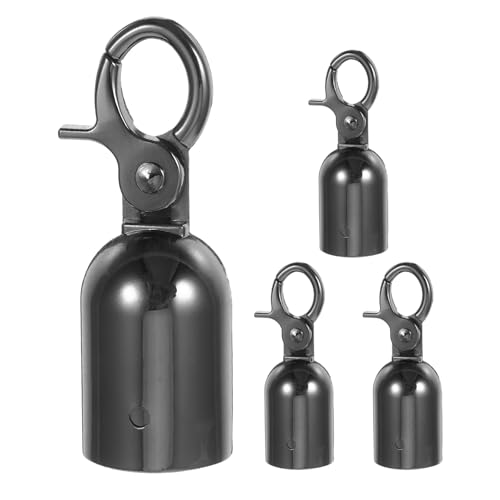 GLEAVI 1 Set Seilendstopper mit Schrauben, Kordelendkappen mit Haken, Karabinerverschlüsse, Kordelkappen, Absperrseilhaken zur Kontrolle von Menschenmengen, Schwarz von GLEAVI