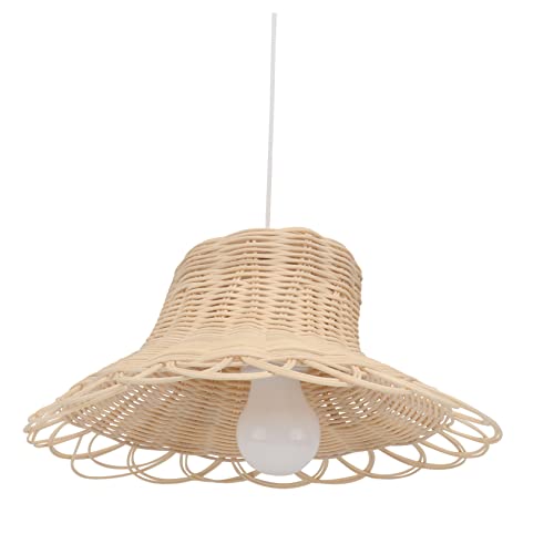 GLEAVI Rattan Pendelleuchte Gewebte Lampenabdeckung aus Rattan Dekorative Deckenlampe für Esstisch Einfache Installation Rustikale Lampenschirm für Wohnzimmer und Schlafzimmer von GLEAVI
