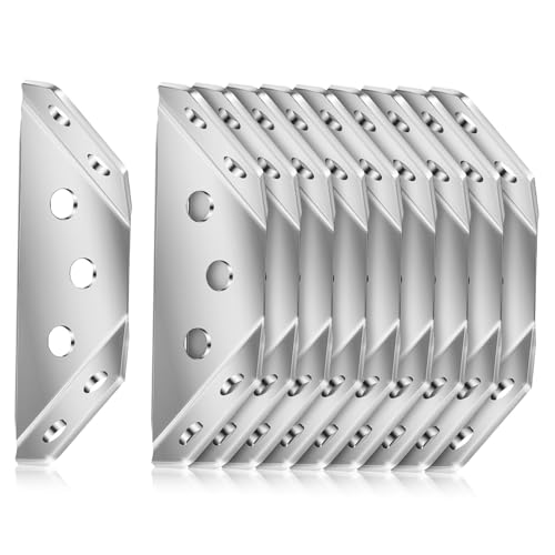 GLEAVI 10 Stück Teiliges Edelstahl Winkelverbinder Eckwinkel mit Schrauben Robuste Metallwinkel für Holzmöbel Vorgebohrt für Einfache Montage Vielseitig Einsetzbar für von GLEAVI