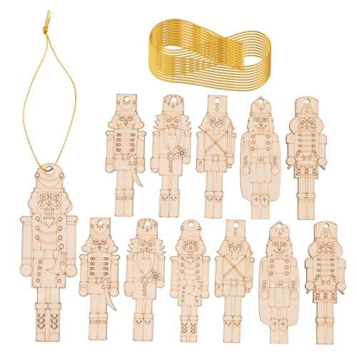 GLEAVI 12 Stück Nussknacker Ornamente Nussknacker Bastelornament Holz Hängeornamente Nussknacker Dekorationen Kleine Holz Feiertagsausschnitte Holzanhänger Bastel GLEAVI 12 Stück Nussknacker Ornamente Nussknacker Bastelornament Holz Hängeornamente Nussknacker Dekorationen Kleine Holz Feiertagsausschnitte Holzanhänger Bastel von GLEAVI