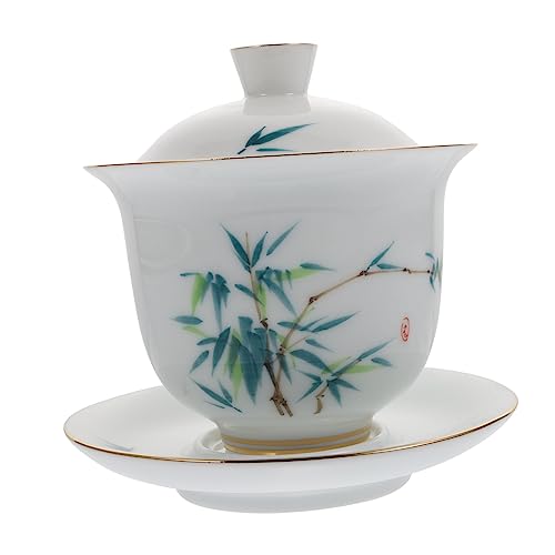 GLEAVI 1Satz Keramischer Teebecher mit Deckel Handgefertigte für Oolong Puer und Grünen Tee Exquisites Retro Design für Zuhause von GLEAVI
