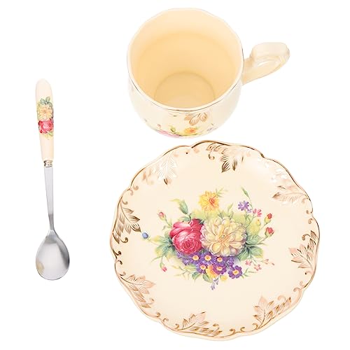 GLEAVI 1Satz Retro Keramiktasse mit Untertasse Teiliges Europäisches Design für Kaffee und Wasser für Festivals und Partys Kreative Wasserbecher mit von GLEAVI