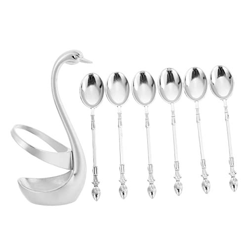 GLEAVI Schwanenlöffelset 6 Stück Legierung Dekorativer Löffelhalter für Kaffee Dessert und Obst Design von GLEAVI