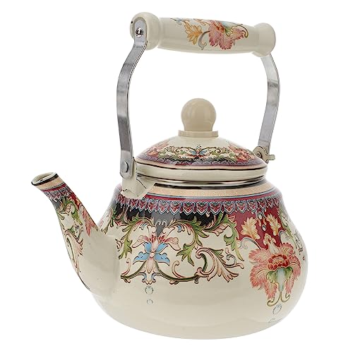 GLEAVI 1Stück Emaille Wasserkocher Praktischer Teekessel für Induktionsherde und Öfen Retro Design Leicht zu Reinigen für Kaffeeliebhaber und Teeliebhaber von GLEAVI