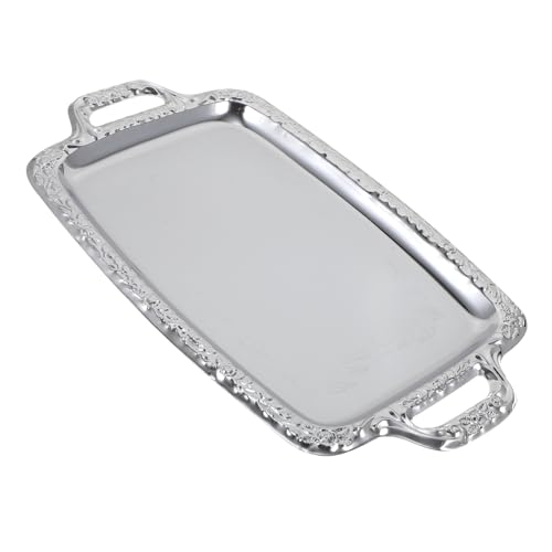 GLEAVI 1Stück Mehrzweck Servierschalen aus Langlebigem Metall Tablett mit Griffen für Snacks und GLEAVI 1Stück Mehrzweck Servierschalen aus Langlebigem Metall Tablett mit Griffen für Snacks und von GLEAVI